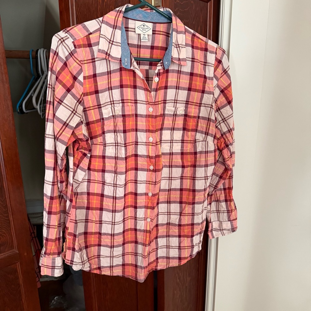 *3/20* St. John's Bay Pink Plaid Shirt